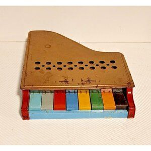 Tudor Metal Tin Piano No Legs Musical Child Kid Toy 8 1/2" x 11" Vintage Music